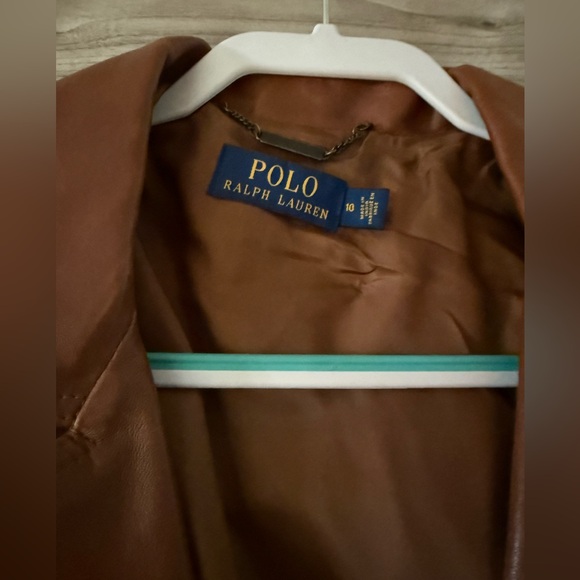 Rough Lauren, leather Moto jacket, dark walnut brown size 10 - Picture 3 of 3